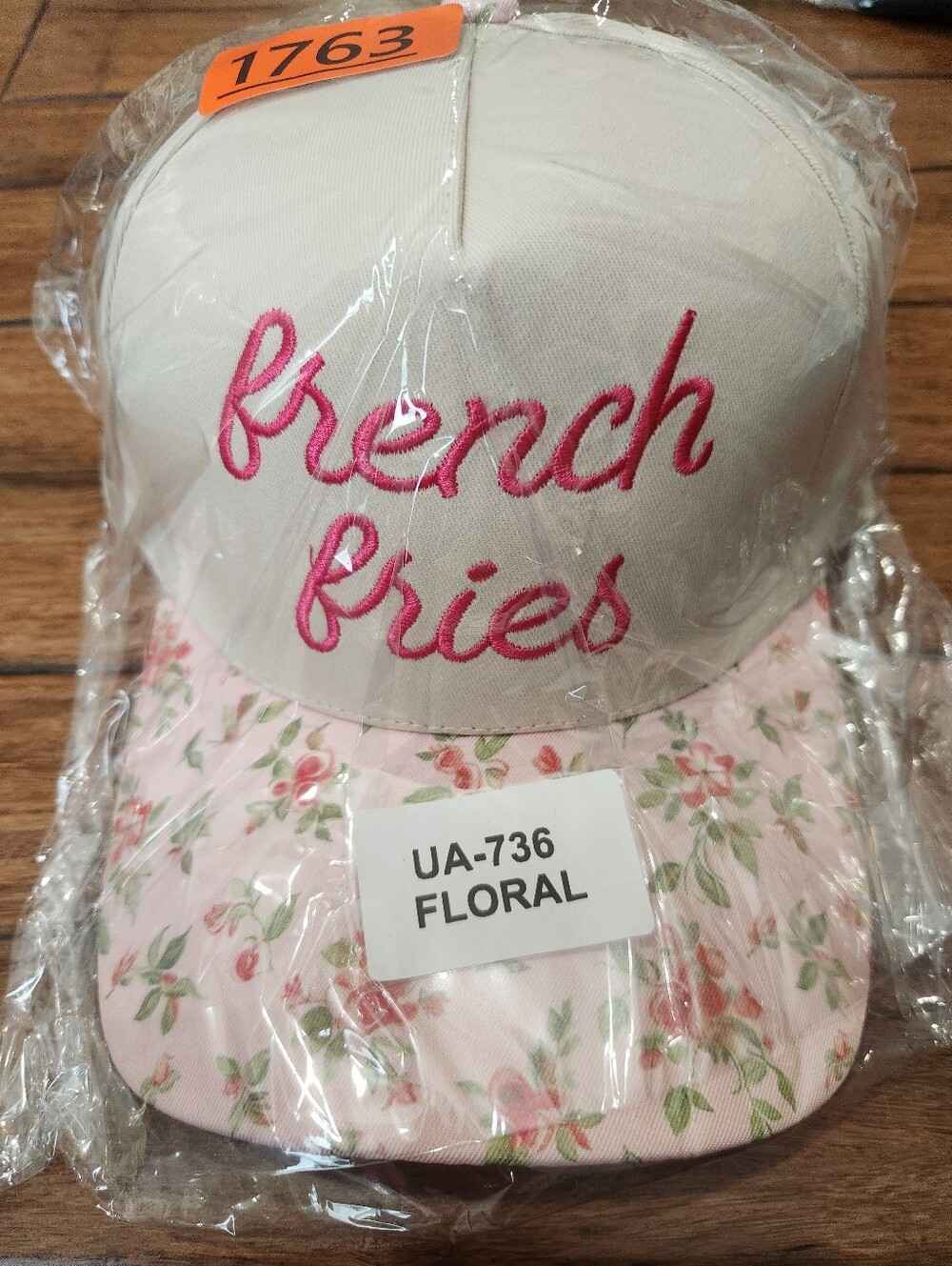 Pink Floral "French Fries" Baseball Cap